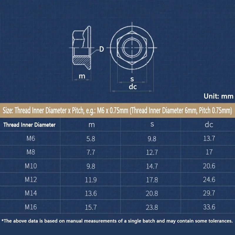 1/2/5/10pcs Fine Thread M6 M8 M10 M12 M14 M16 DIN6923 304 A2-70 Stainless Steel Hexagon Hex Serrated Lock Spinlock Flange Nut
