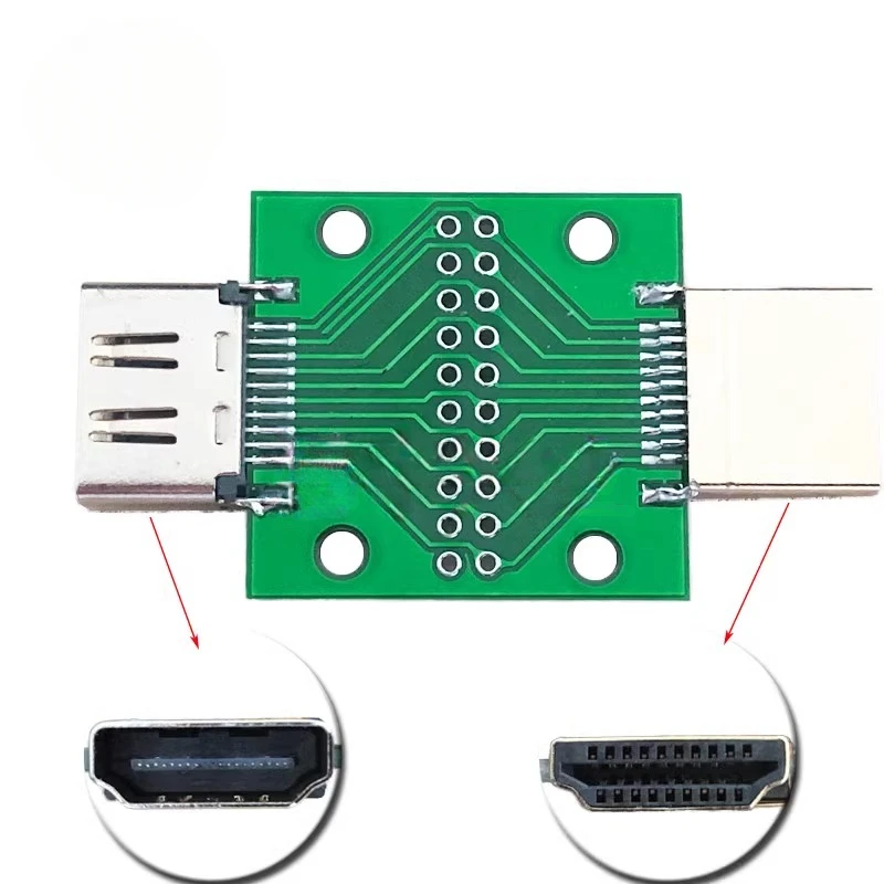 1pcs HDMI Male and Female Test Board MINI Connector with Board PCB 2.54mm pitch 19/20pin DP HD A Female To Male Adapter Board