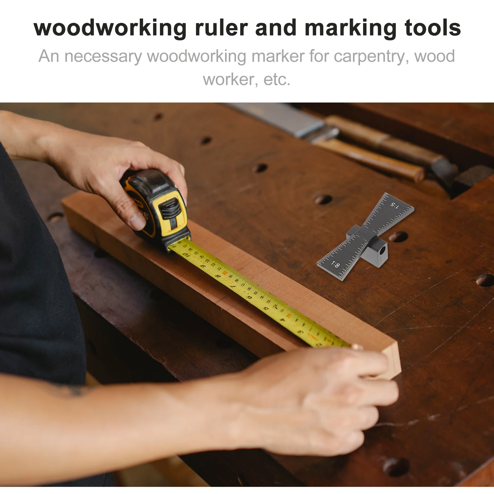 

1:5 1:8 Dovetail Marker Aluminum Woodworking Scribing Gauge Black Perfect Marker for Measurement Carpentry Woodworker