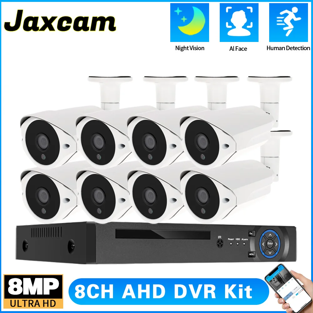 

8CH 8MP DVR Security Camera System Kit AHD Outdoor Surveillance Waterproof Bullet Camera Video Surveillance Kit