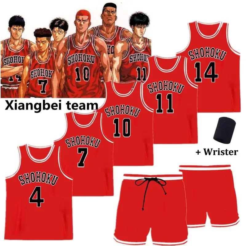 Anime Slam Dunk Jersey Basketball Vest Shorts Cosplay Shohoku Hanamichi Sakuragi Kaede Rukawa Sleeveless Summer Sportswear