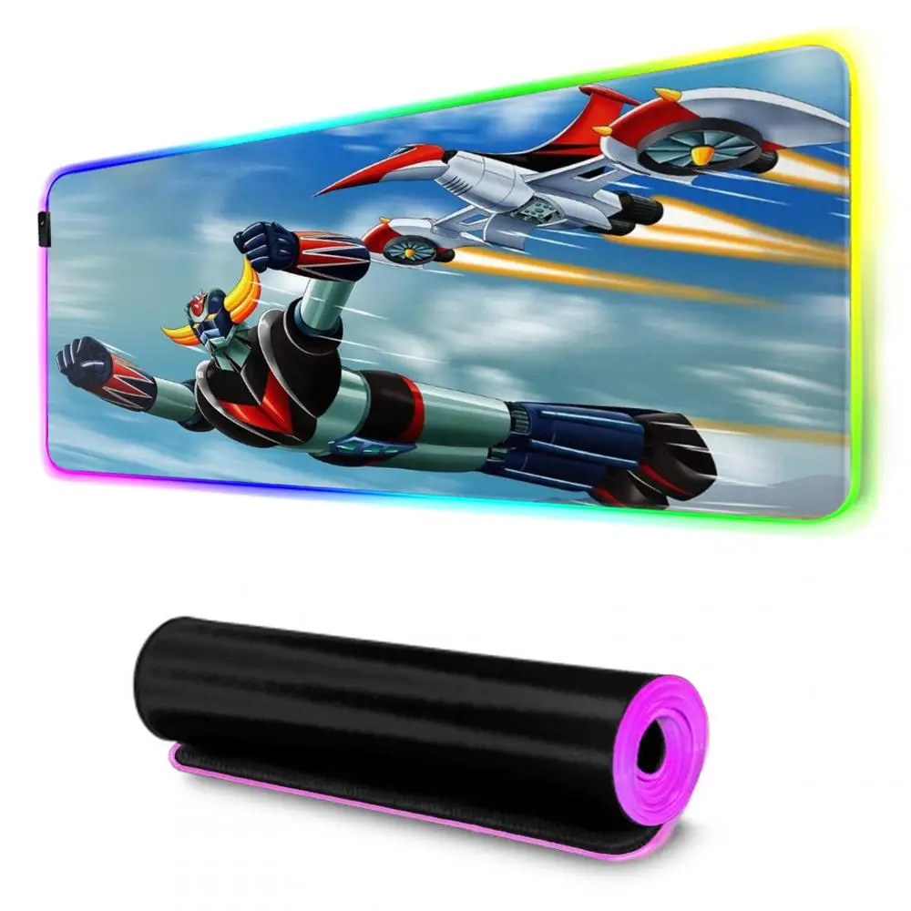 UFO Robot Grendizer Goldorak Mouse Pad Gamer Rgb Desk Mat Back Light Led Mousepad Setup Gaming Accessories Deskmat Big Mousepad