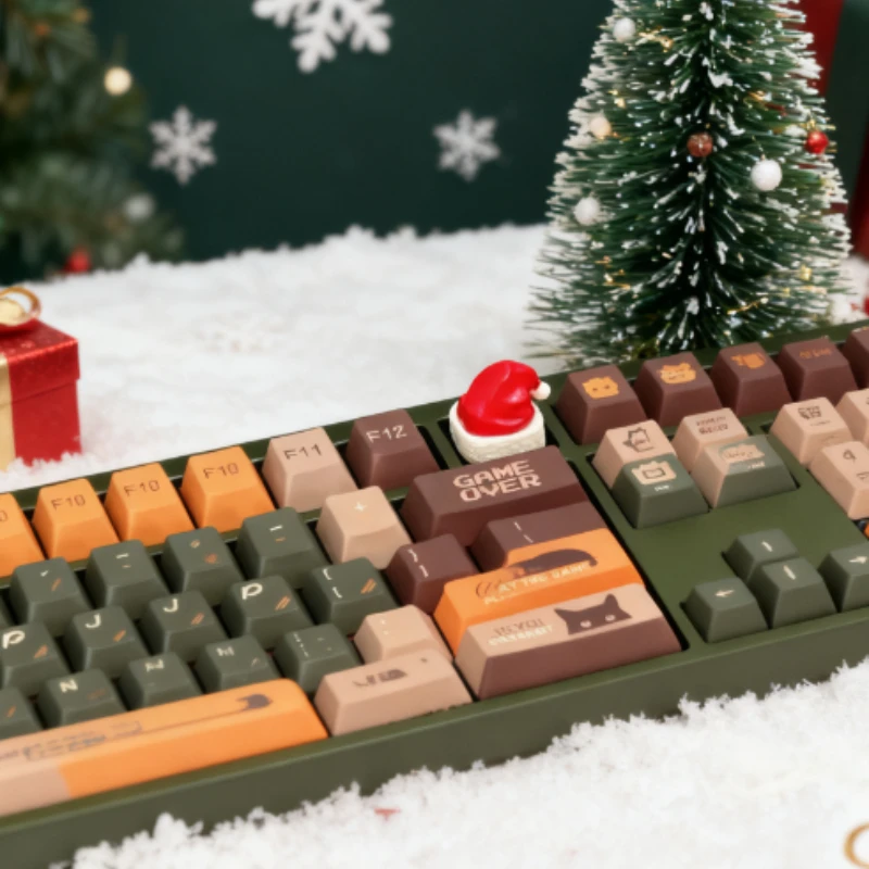 

Рождественские колпачки для клавиш с капюшоном, одиночная рождественская смоляная маленькая красная шапка + ракетный молоток, механические колпачки для клавиатуры, ремесленные пользовательские аксессуары