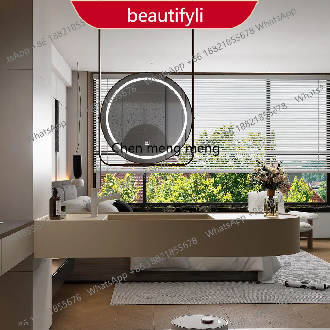 

Интегрированная квадратная раковина A55 для отелей, подвесная, с возможностью индивидуальной настройки, в комплекте с умным шкафом для ванной комнаты и комбинированным умывальником.