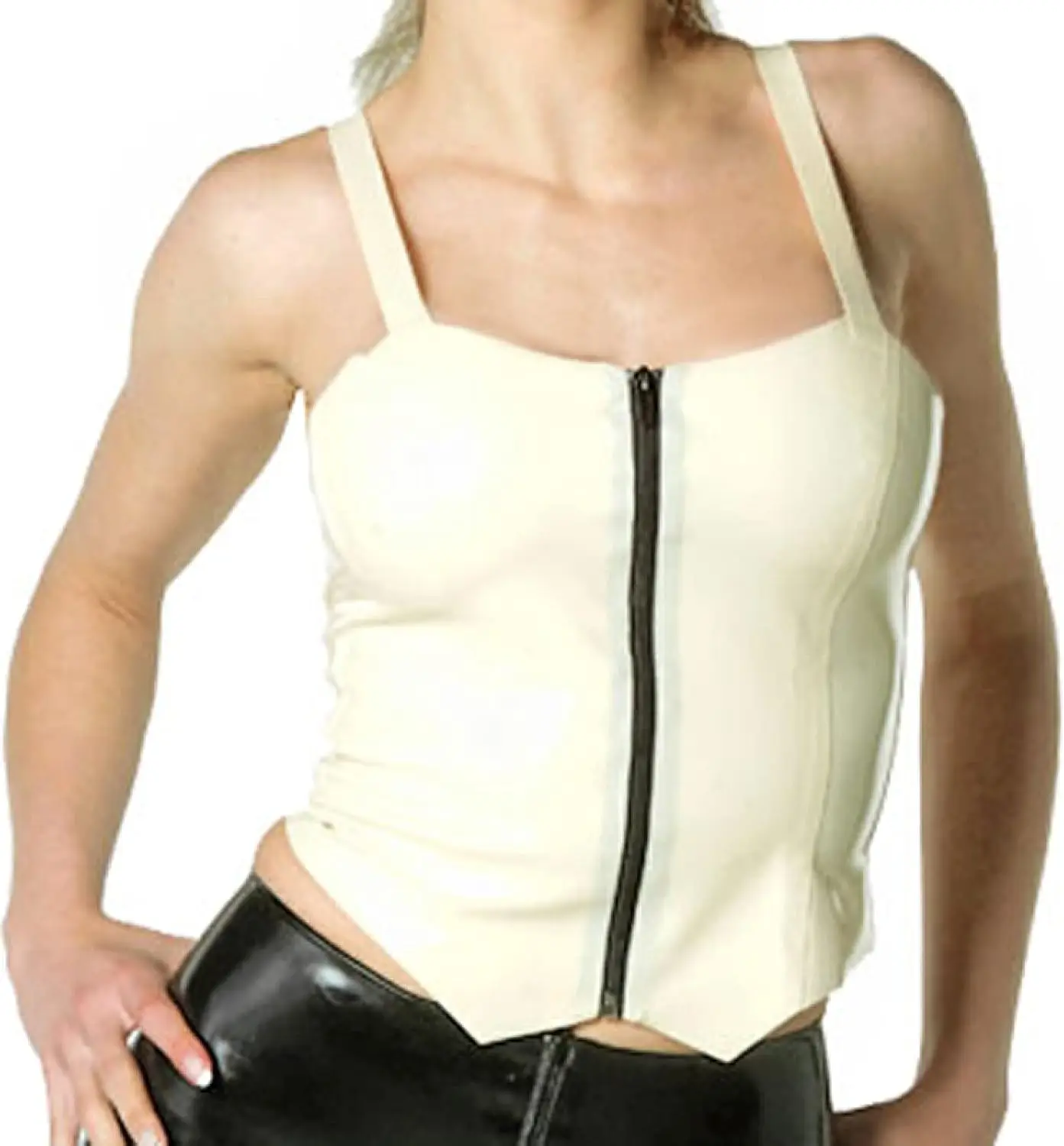 

Latex Shirt with Zipper Rubber Top