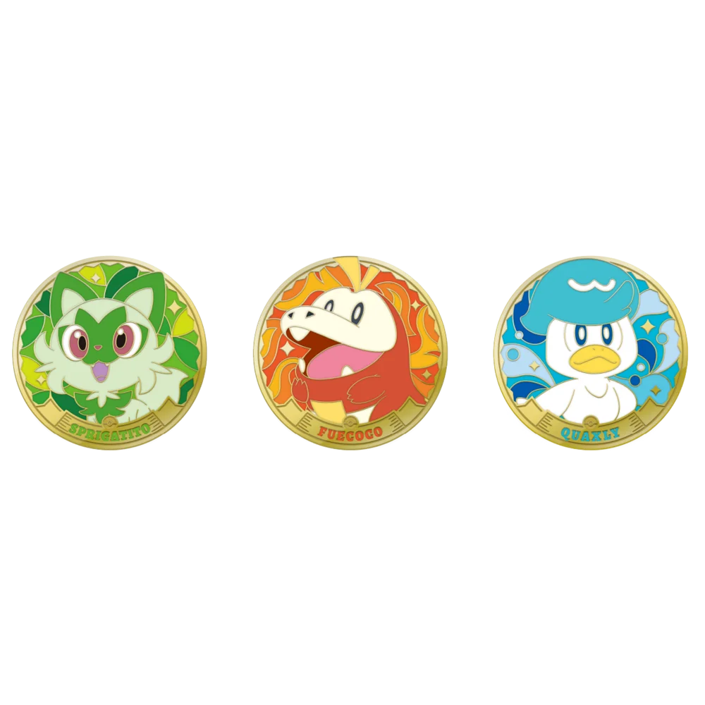 

Original Pokemon Paldean Form Refrigerator Magnet Badge Metal Magnetic Adhesive Set Collectible Card Game Genuine Peripheral