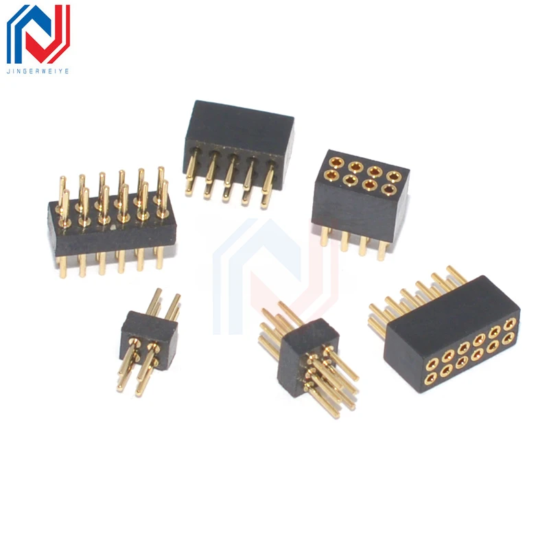 5Pcs 1.27mm Pitch Round Hole Pin Header Male Female Single Double Row Row Pin Gold Plated 2P 3P 4P-6Pin PCB boardConnector