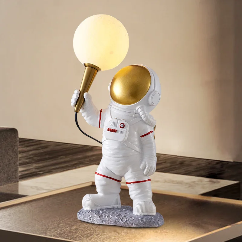 

Creative Astronaut Resin Table Lamp 3D Printing Moon Lampshade Bedroom Cartoon Children's Room Bedside Wall Light Decor Lighting