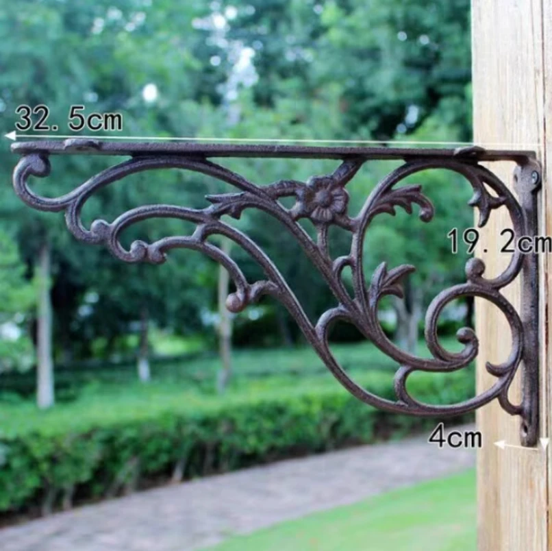 2 Pcs Vintage Antique Vine Cast Iron Decorative Shelf Brackets