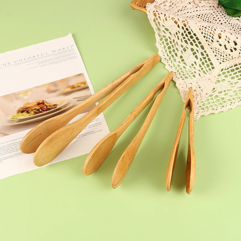Pinzas de bambú para comida, barbacoa, ensalada, tostada, pastel, pastelería, Clip para té, pinzas de cocina de bambú útiles, Clip para pan y pastel, herramientas de cocina para el hogar