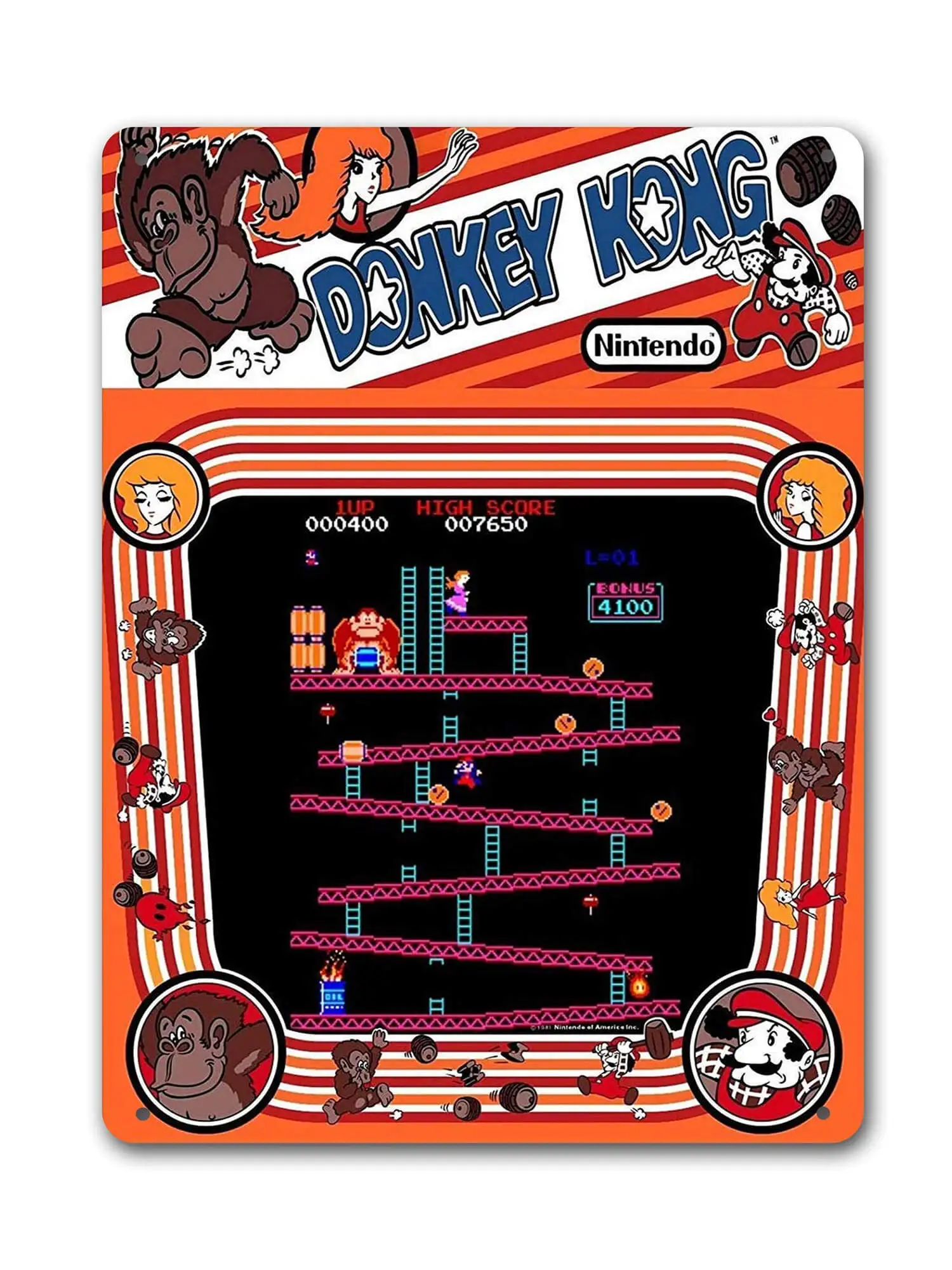 

Металлические жестяные знаки Donkey-Kong, аркадный знак, магазин, игровая комната, мужская пещера, Настенный декор, художественное украшение