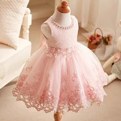 Flower Baby Girls Princess Christening Dress Gown For Kids Birthday Korean Style Fashion Cute Floral Princess Formal Children