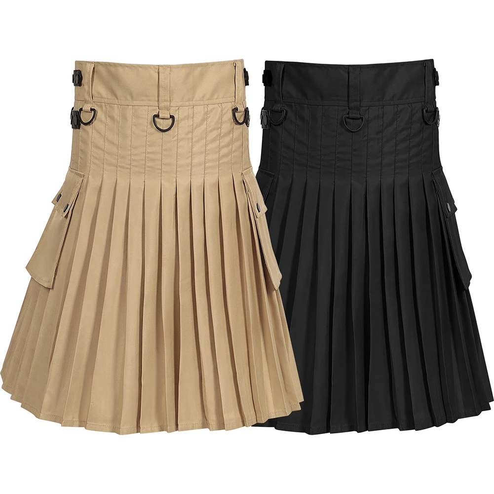 

Black Gothic Punk Skirt Four Seasons Wear Knee-Length Skirt Men's Clothing Punk Style Apparel Traditional Design