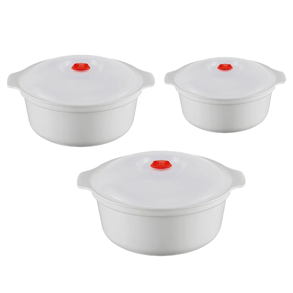

3pcs Microwave Lunch Box Reusable Food Containers Set Large Medium Small with Lid for Home Office Camping