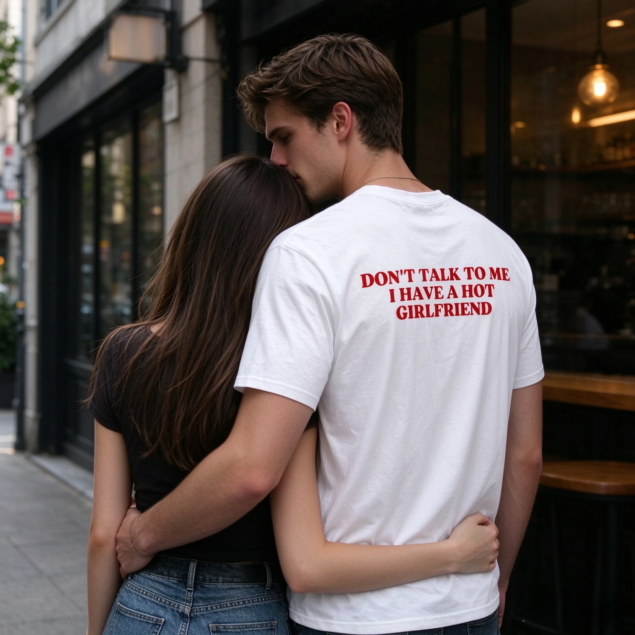 Don't Talk To Me I Have A Hot Girlfriend T Shirt Funny Couples Boyfriend Gift Y2k Tops Soft Cotton Unisex T-shirt EU Size