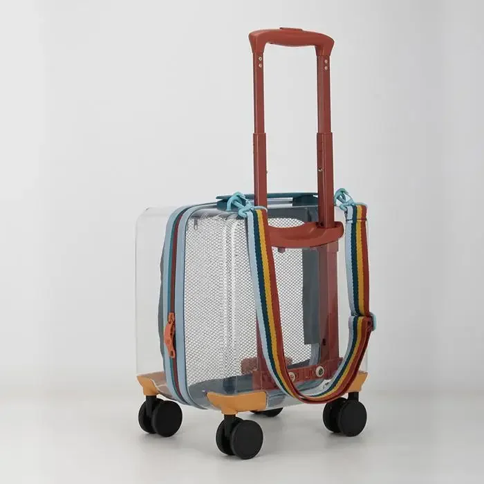 Transparent PC Scratch-Resistant and Wear-Resistant Pull-on Luggage 20-Inch Adult Checked Suitcase with Swivel Wheels