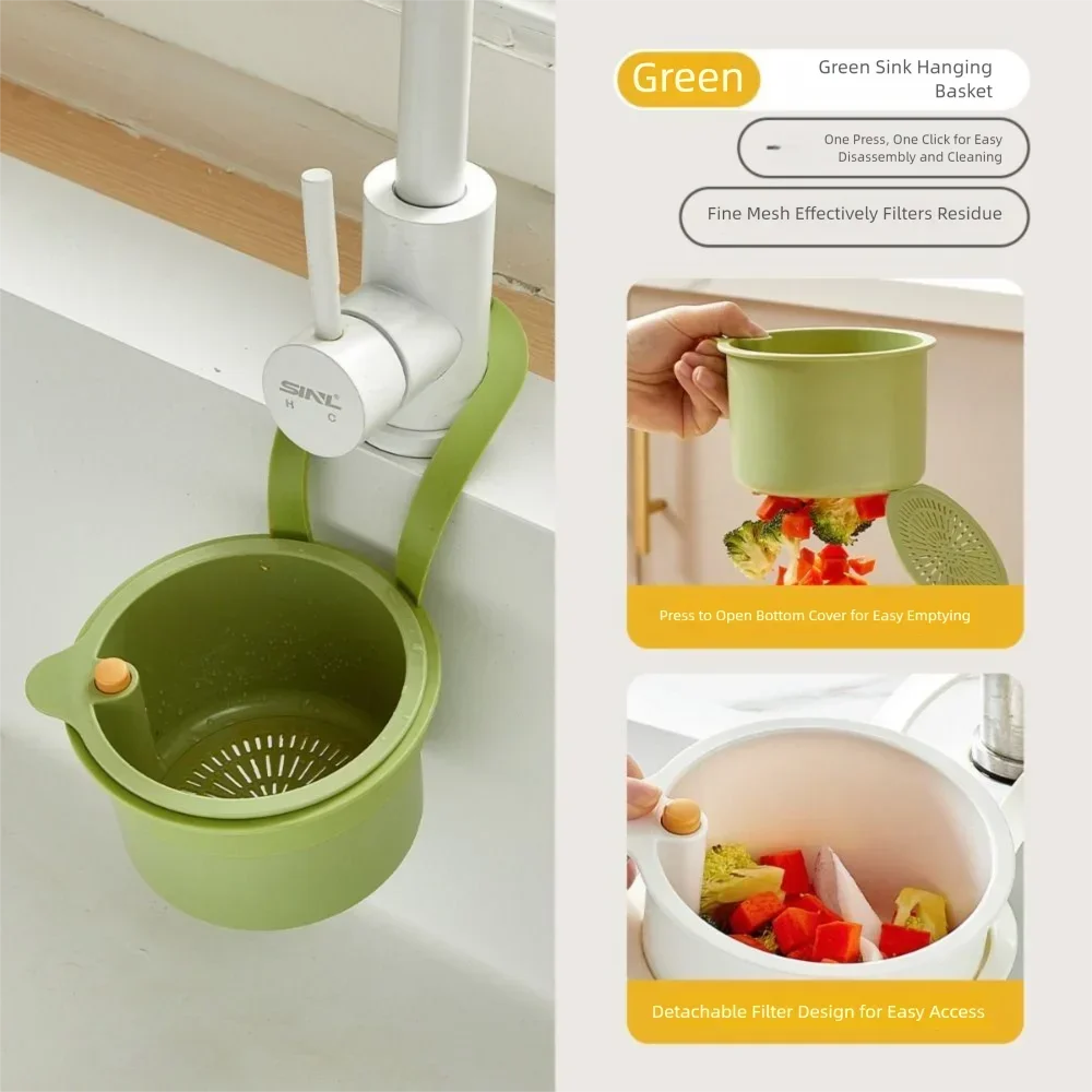 

Creative Sink Hanging Strainer Basket Openable Bottom Cover Detachable Kitchen Garbage Filter Quickly Drain Easy To Clean