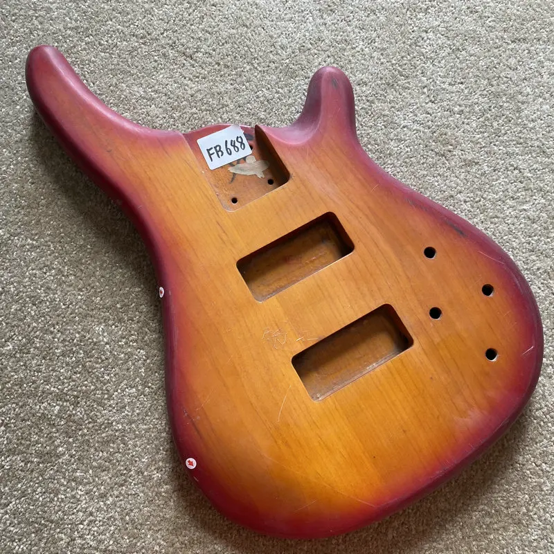

FB688 Cherryburst Color Active Electric Bass Unfinished Jazz Bass Body in Solid Wood Active Pickups Model for Replace DIY