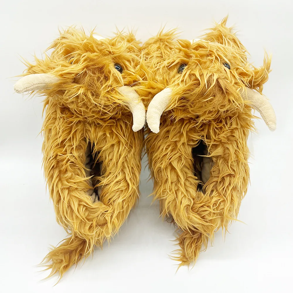 المرتفعات البقرة نعال قماش الكرتون النساء الرجال رقيق الماشية النعال الدافئة لينة منزل الحيوانات أحذية عيد الميلاد هدايا عيد الميلاد