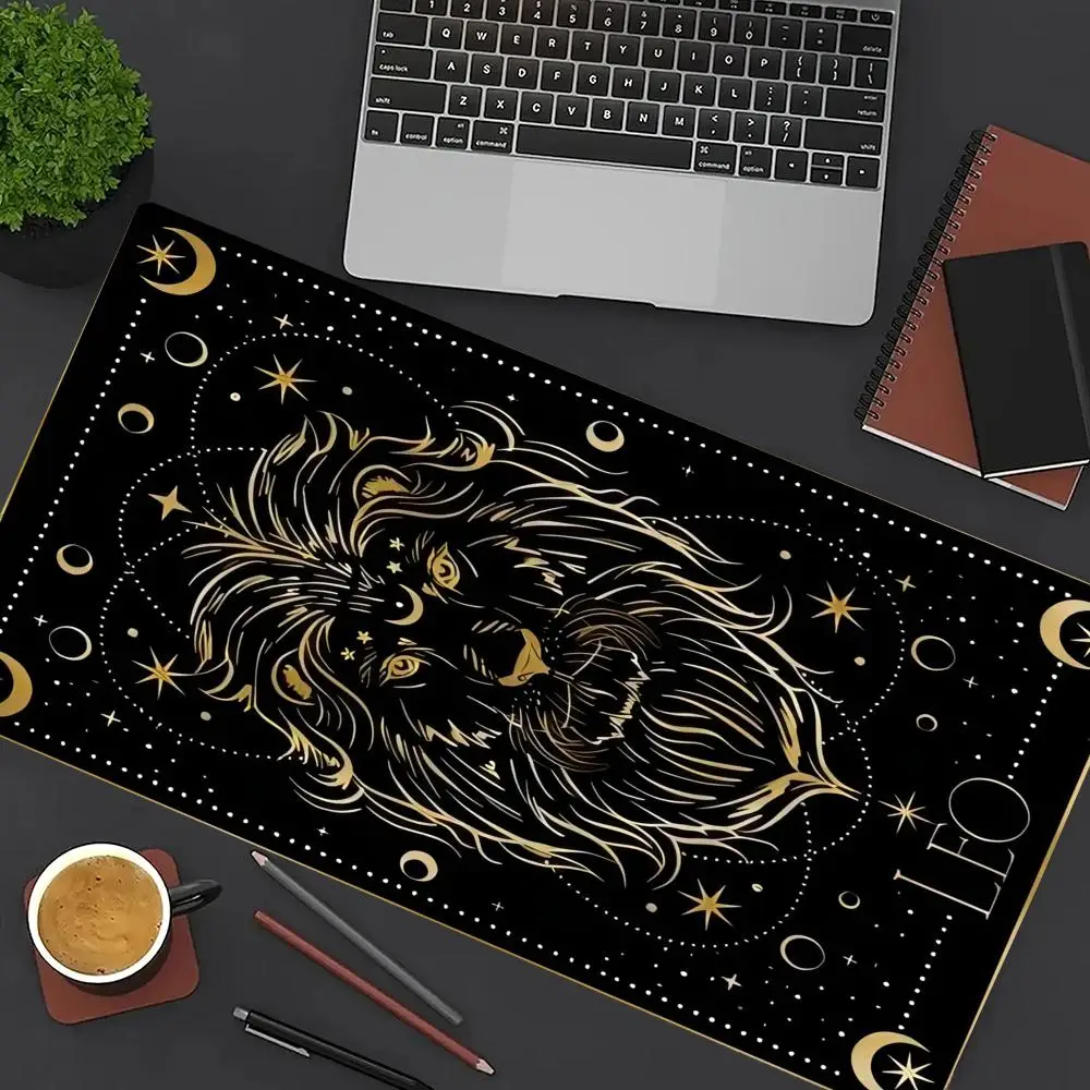 

Коврик для мыши Lion Leo Constellation, большой коврик для компьютерной офисной игры, настольный коврик XXL, резиновые противоскользящие прошитые коврики для клавиатуры, длинные настольные коврики