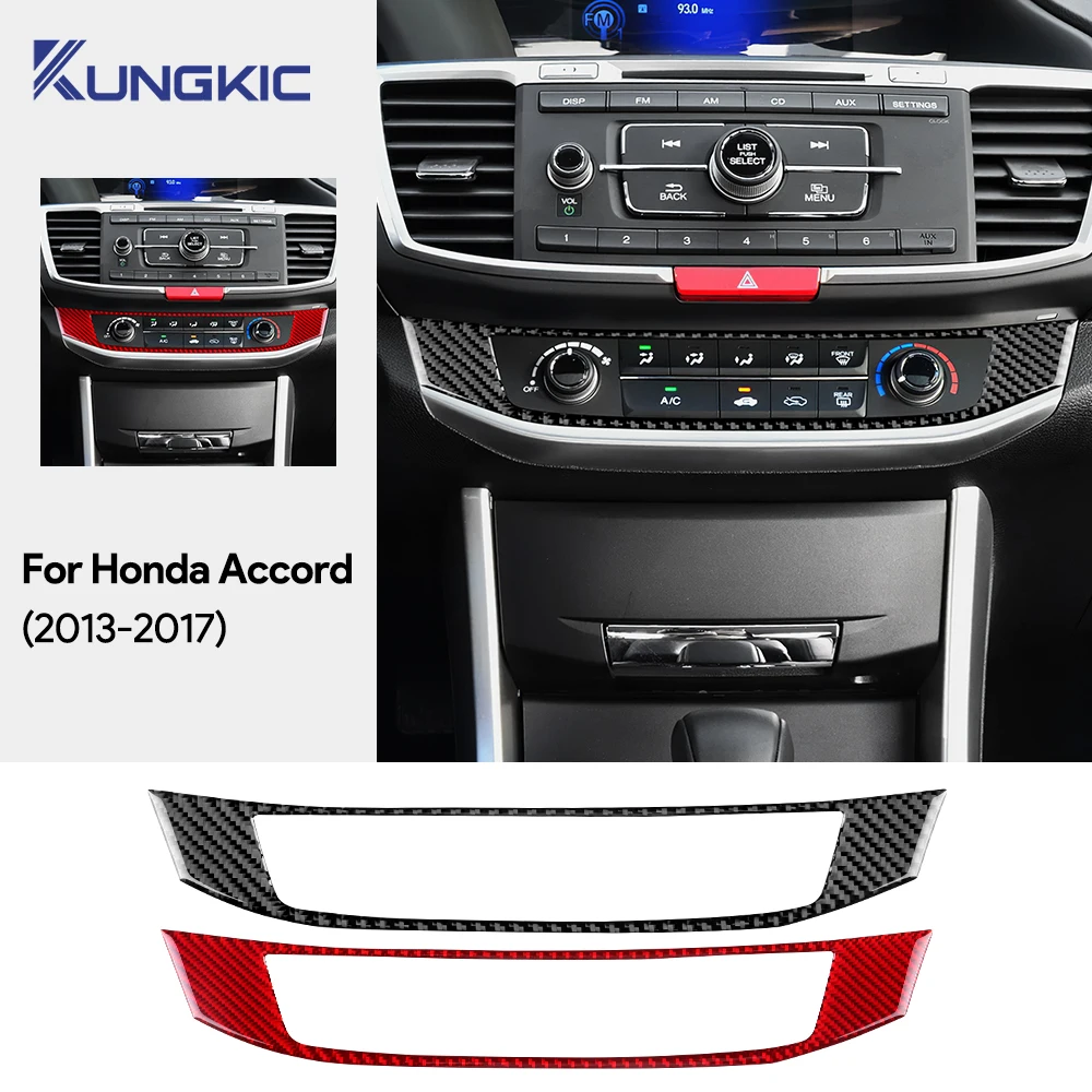 

Для Honda Accord 2013 2014 2015 2016 2017, настоящая мягкая наклейка из углеродного волокна, LHD RHD, переключатель автомобильного кондиционера, аксессуары для интерьера