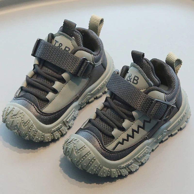 

PU Leather Sport Shoes For Children Waterproof Hiking Tactical Kid's Sneakers Anti-slippery Boy's Girl's Running Shoes