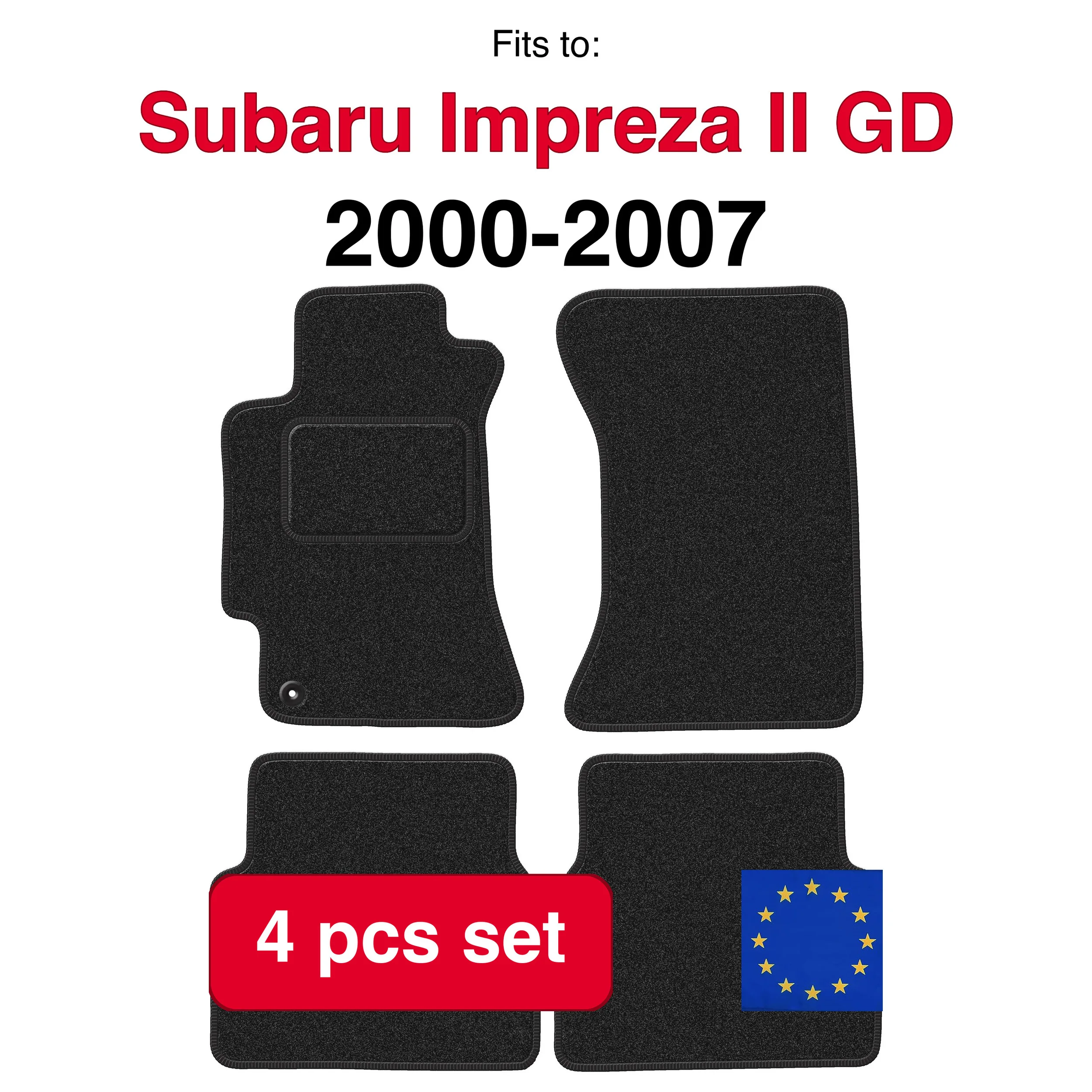 ANTHRA tapis de voiture en velours pour Subaru Impreza II GD berline (2000-2007)-anthracite (4 pièces)