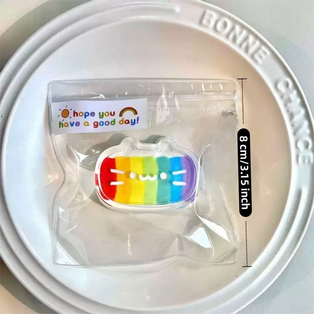 Miękka Tęczowa Zabawka Antystresowa w Kształcie Kota, Mochi Fidget Toy, Powolny Powrót, PU Squishy, Zabawka dla Dzieci