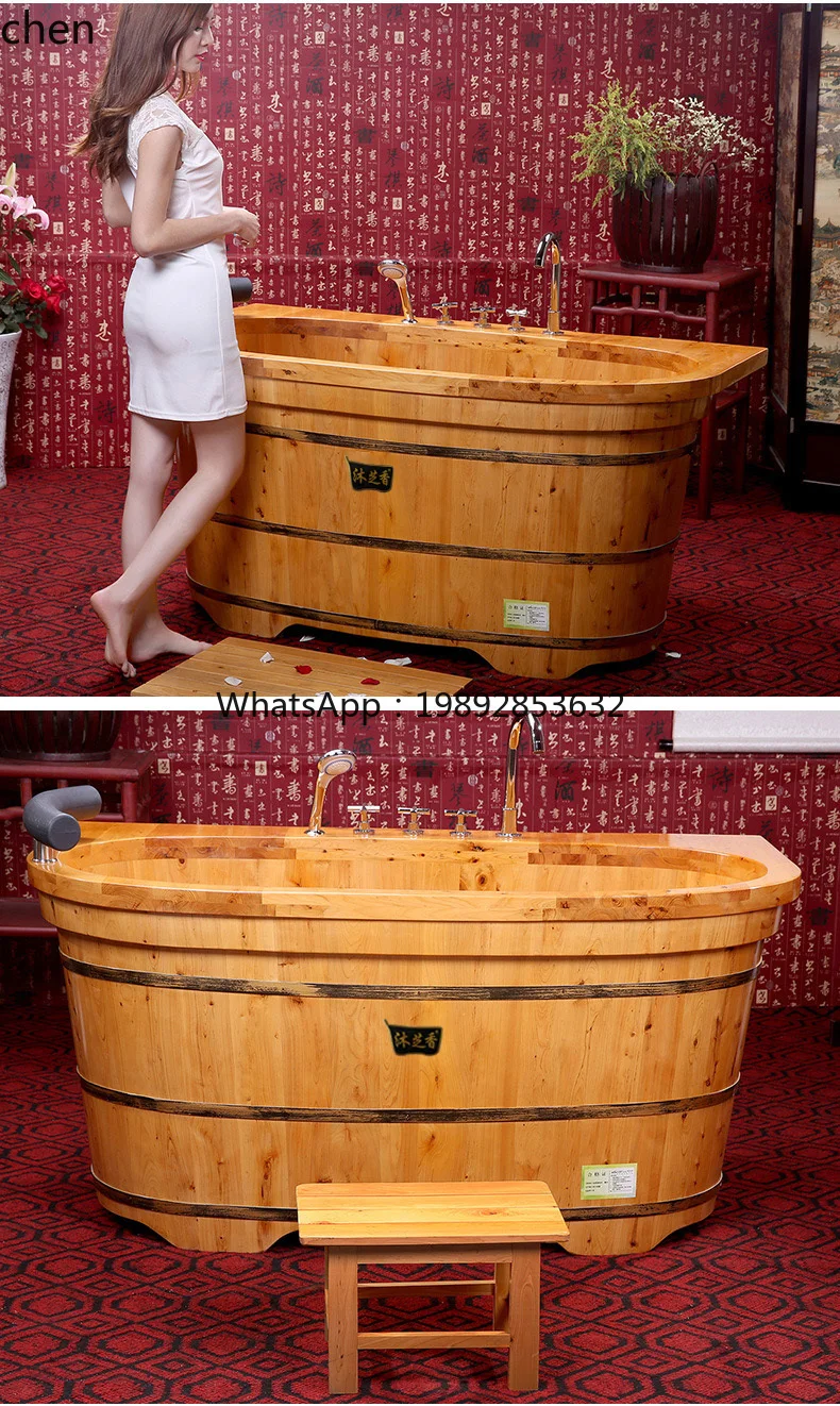 ABB  Adult Full Body Home Use Double Person Bathing Shower Bucket Beauty Salon Steaming Solid Wood Bathtub