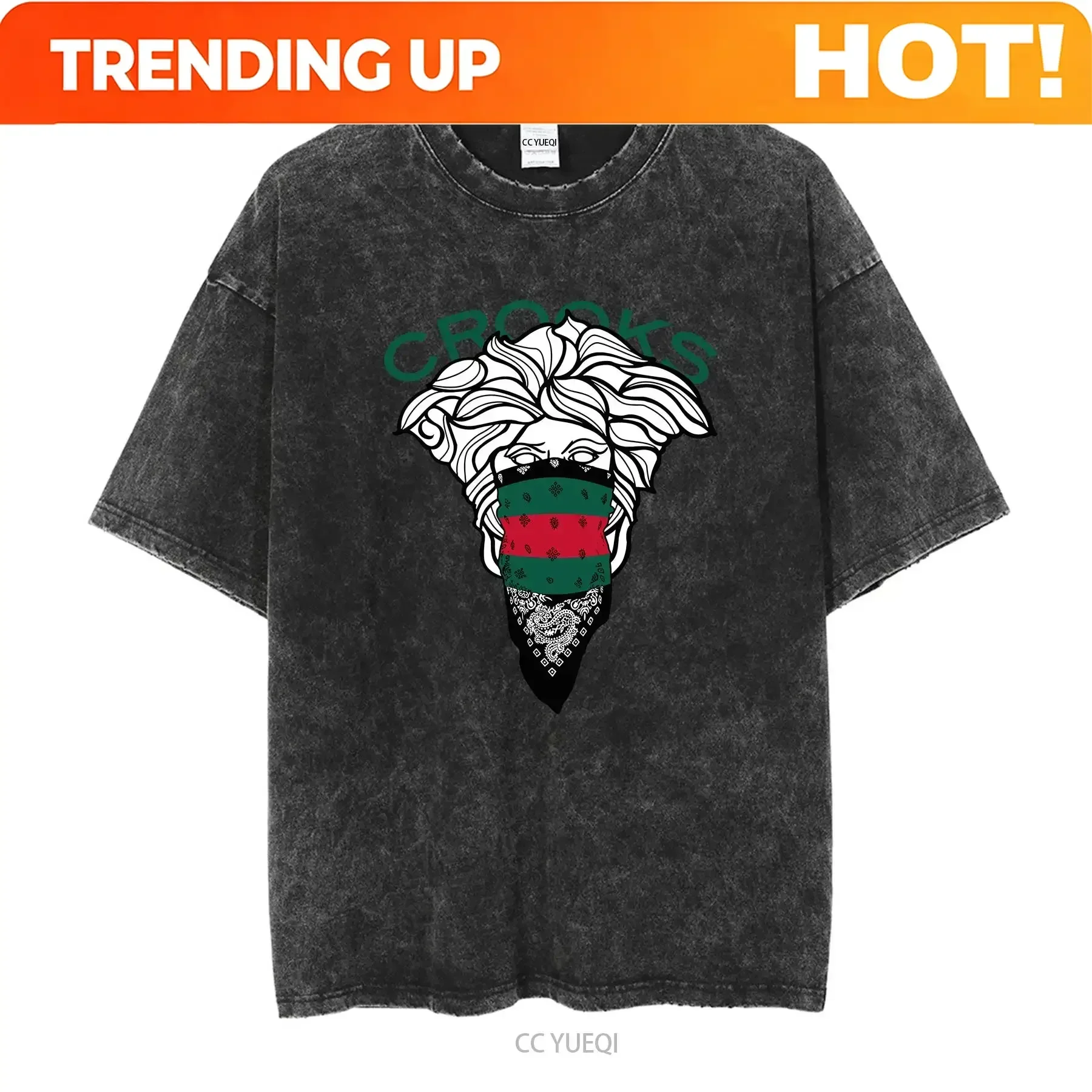 Customization Shirt Crooks Castles Old Bandito T Shirt White Vintage Washed Breathable Comfortable Casual Graphic Homme Stylish