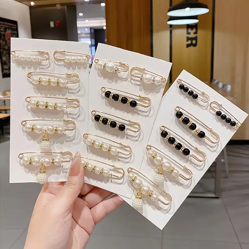 Assorted Faux Pearl Decor Gold Hair Barrettes Non Slip Design For Wedding Party Daily Hair Styling