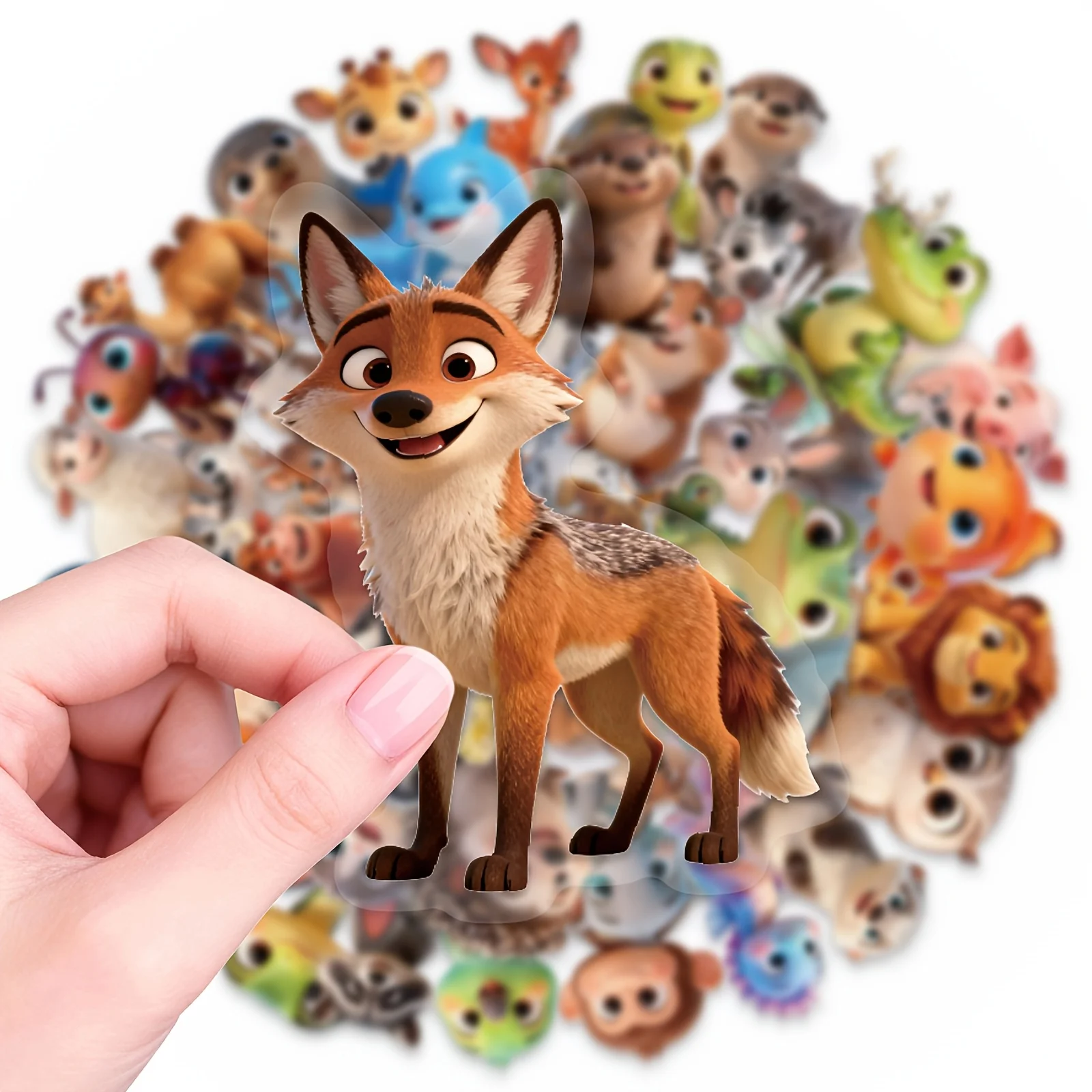 56Pcs Cute Animal Stickers Set Waterproof PET Transparent Decals for Water Bottle Laptop DIY Scrapbooking Journal Stationery