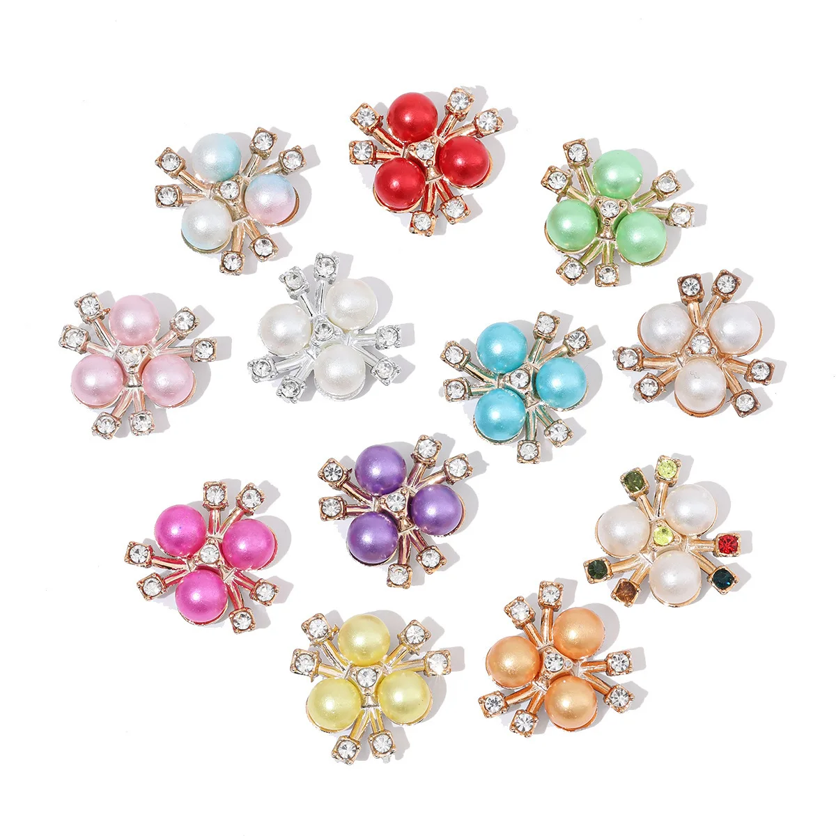 Hot Selling Three Pearl Flower Hearts Rhinestone Korean DIY Jewelry Accessories, Decorative Electroplated Hair Accessories