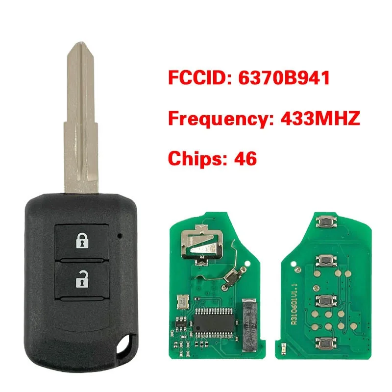 

2 Buttons Remote Car Key P/N 6370B941 OEM PCB 433Mhz ID46 Chip For Mitsubishi ASX Outlander FCC ID: J166E /0UCJ166N