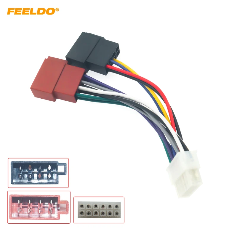 FEELDO Universal Car Stereo Conversion Plug Wire Adapter 12 Pin To ISO Radio Wiring Harness Original Head Units Cable #HQ5325