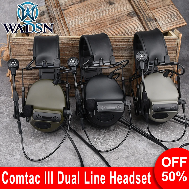 

WADSN Civil Comta III Headset Upgraded 7.0plug Dual Line Headphone Team Communication Hunting Shooting Earphone Noise Reduction