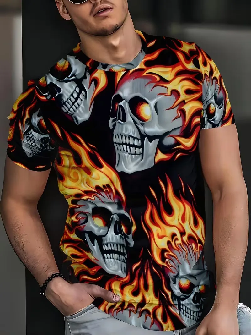 Summer men's round neck short sleeved T-shirt fashionable 3D printed casual comfortable breathable versatile top men's clothing
