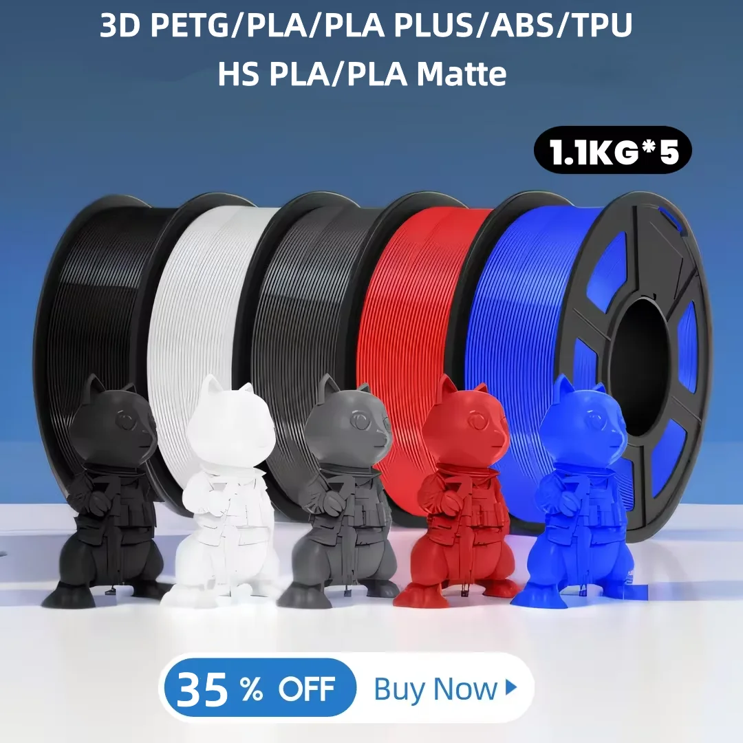 JAYO  3D Printer PLA Filament 1.75mm PLA PLUS/PETG//ABS Filament 5 rolls as 3D Printing Material Non-Toxic For 3D Printer&Pen