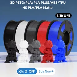 JAYO  3D Printer PLA Filament 1.75mm PLA PLUS/PETG//ABS Filament 5 rolls as 3D Printing Material Non-Toxic For 3D Printer&Pen