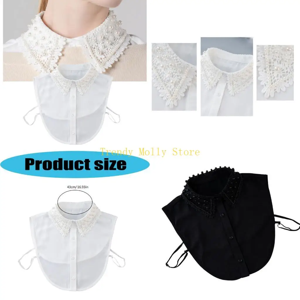 n5kb-エレガントなレースビーズの取り外し可能な首輪で、服装を強化します。快適な生地のフェイク首輪で、フォーマルとカジュアルに着用できます。