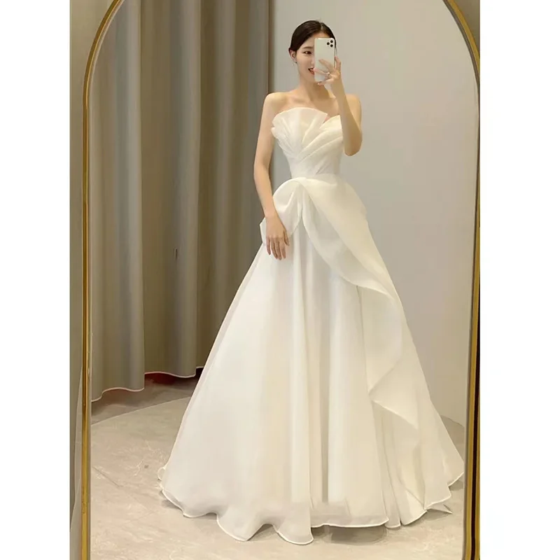 Robe de soirée de mariage pour femmes, Sexy, épaules dénudées, coupe trapèze, robe Maxi demoiselle d'honneur, vêtements à la mode pour femmes