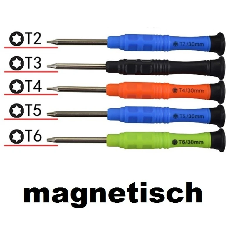 5/10/20pcs Torx Screwdriver T2 Magnetic Star Bit DIY Mobile Phone Hand Repair Tools Kit （handle random color）