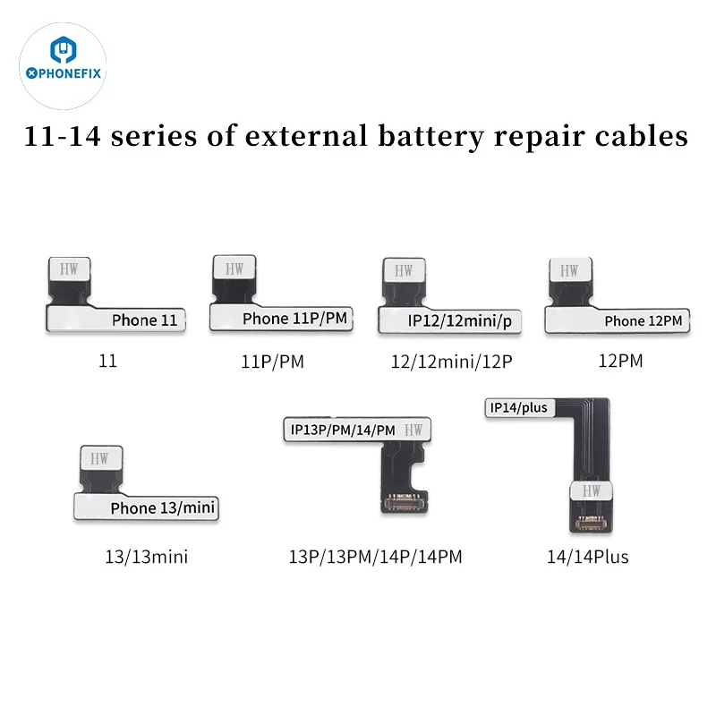 PHONEFIX-Tag bateria pré-programada em cabos Flex para iPhone 11-14PM, bateria saúde calibração de dados, ciclo de carga
