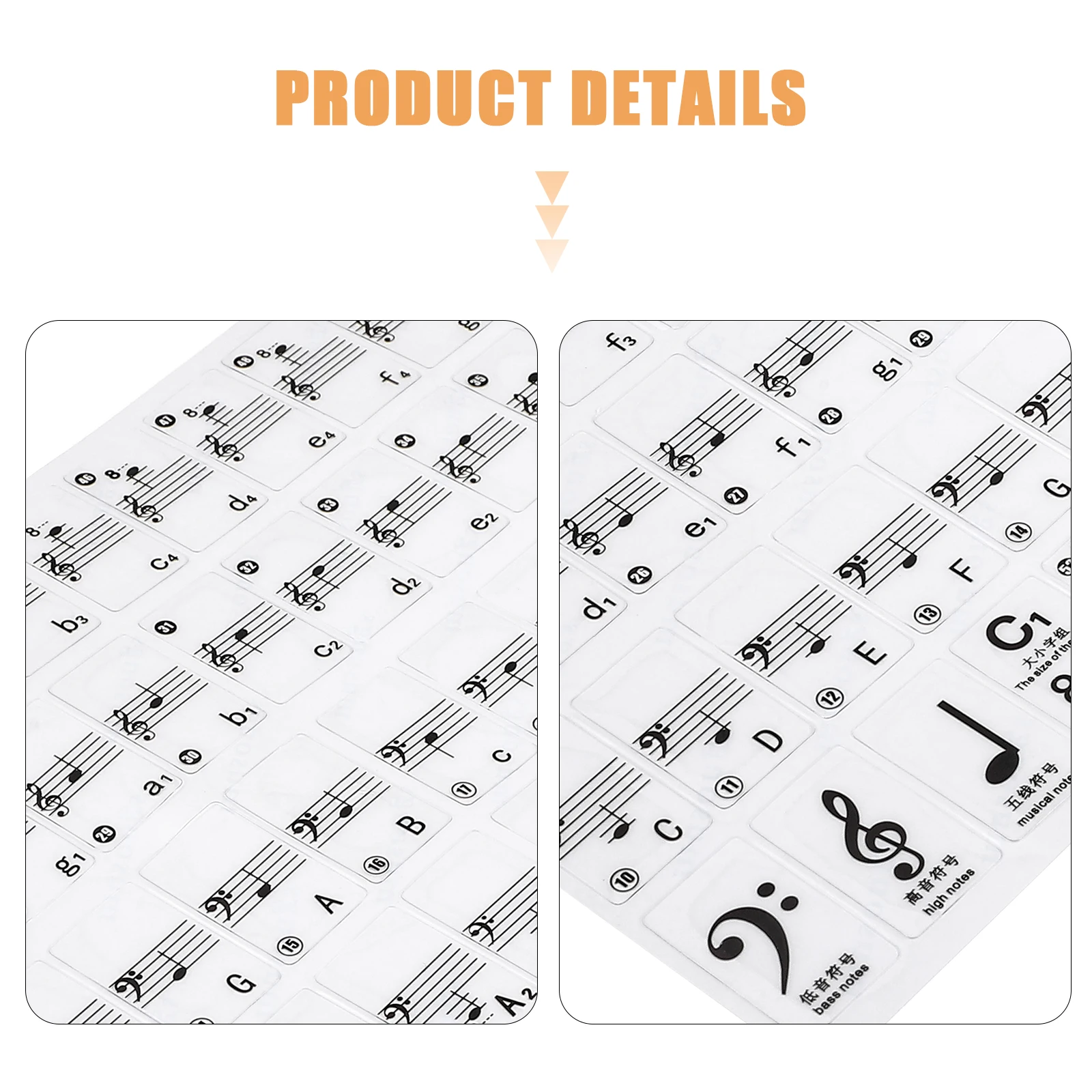 

Piano Note Label Paper Stickers Keyboards Adhesive Beginner Decal Musical Instrument Child