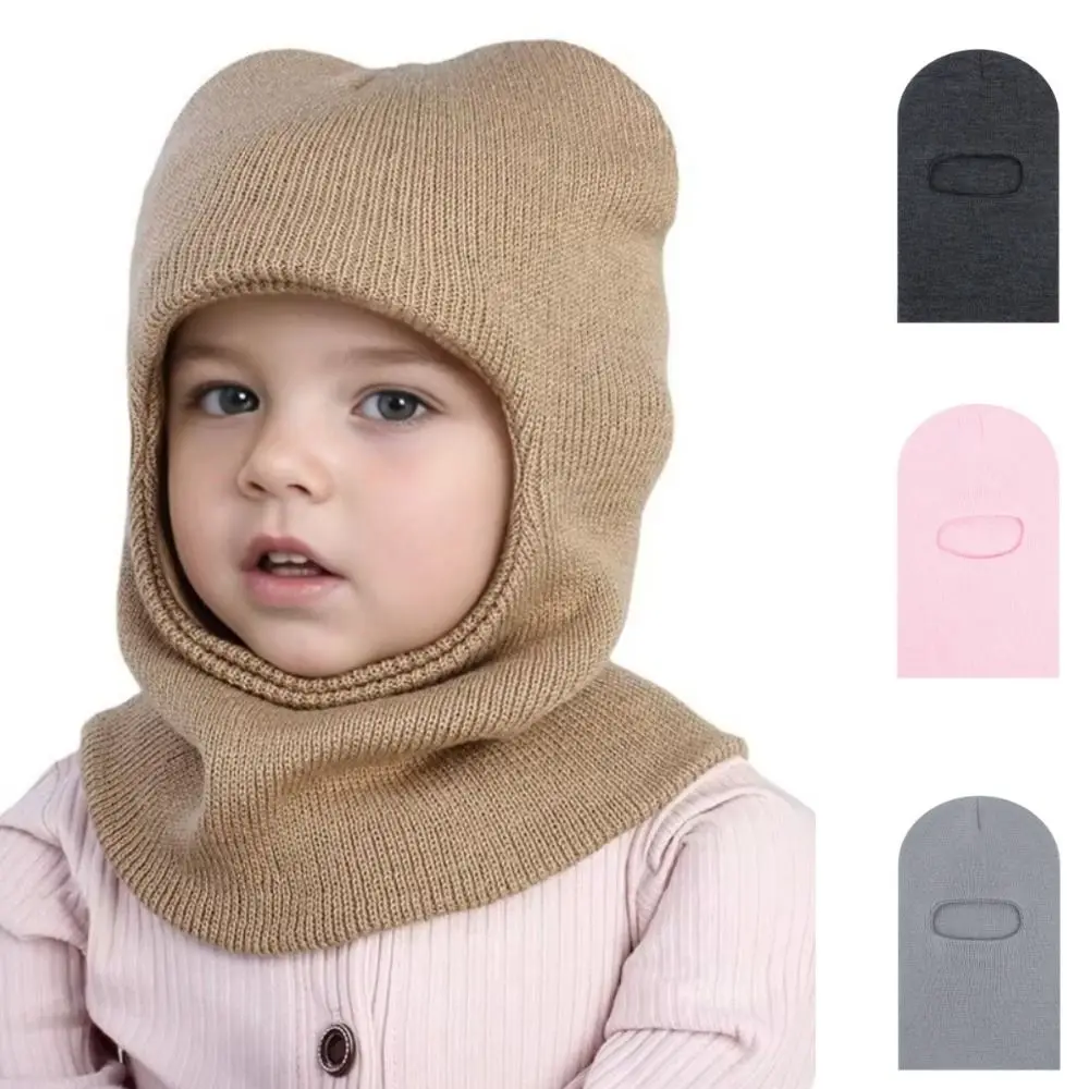 

Новая зимняя теплая шапка-балаклава, вязаная цельная шапка-бини, шарф, шейный платок для малышей, шерстяная шапка для защиты ушей