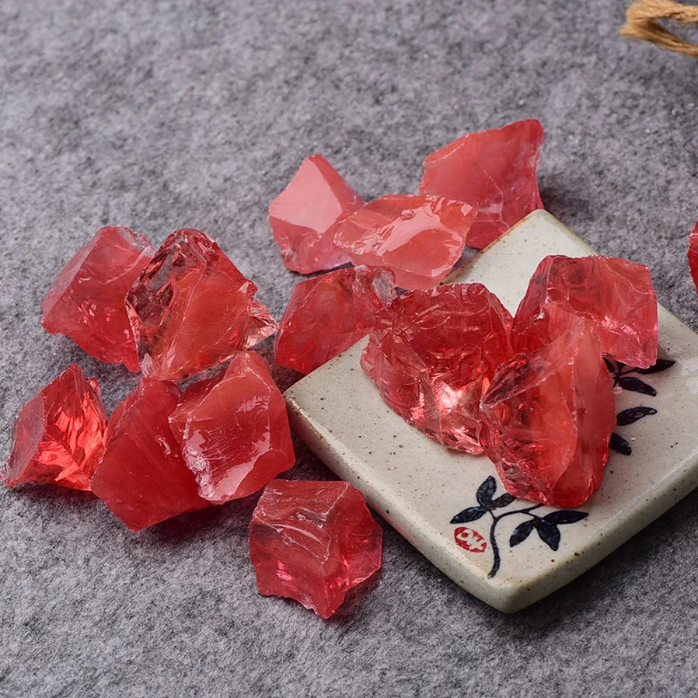 حجر عطر منتشر البطيخ الأحمر الصهر الكريستال الكوارتز ، الحصى الخام الخام ، الحلي اليدوية ، ديكور الحديقة #4