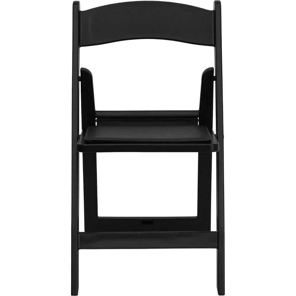 Folding Chairs for Weddings Formal Events, Stackable Commercial Event Seats with 1,000-lb. Static Weight Capacity Set of 4 Black