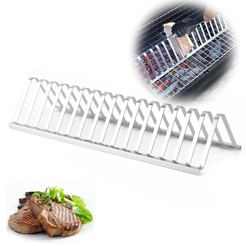 YOMDID Barbecue Grill Stainless Steel Beef Mutton Chop Fish Barbecue Rack Portable For Outdoor Barbecue Picnic BBQ Accessories