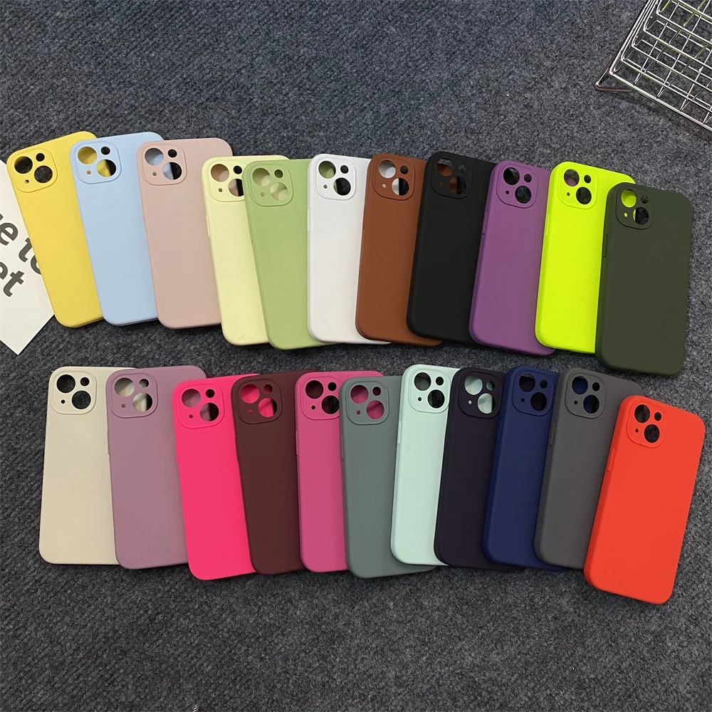 luxury Liquid Case For iPhone 14 13 12 Pro Max Liquid Silicone Cases for iPhone 14 15 Xr Xs MAX Camera Protective Full Cover