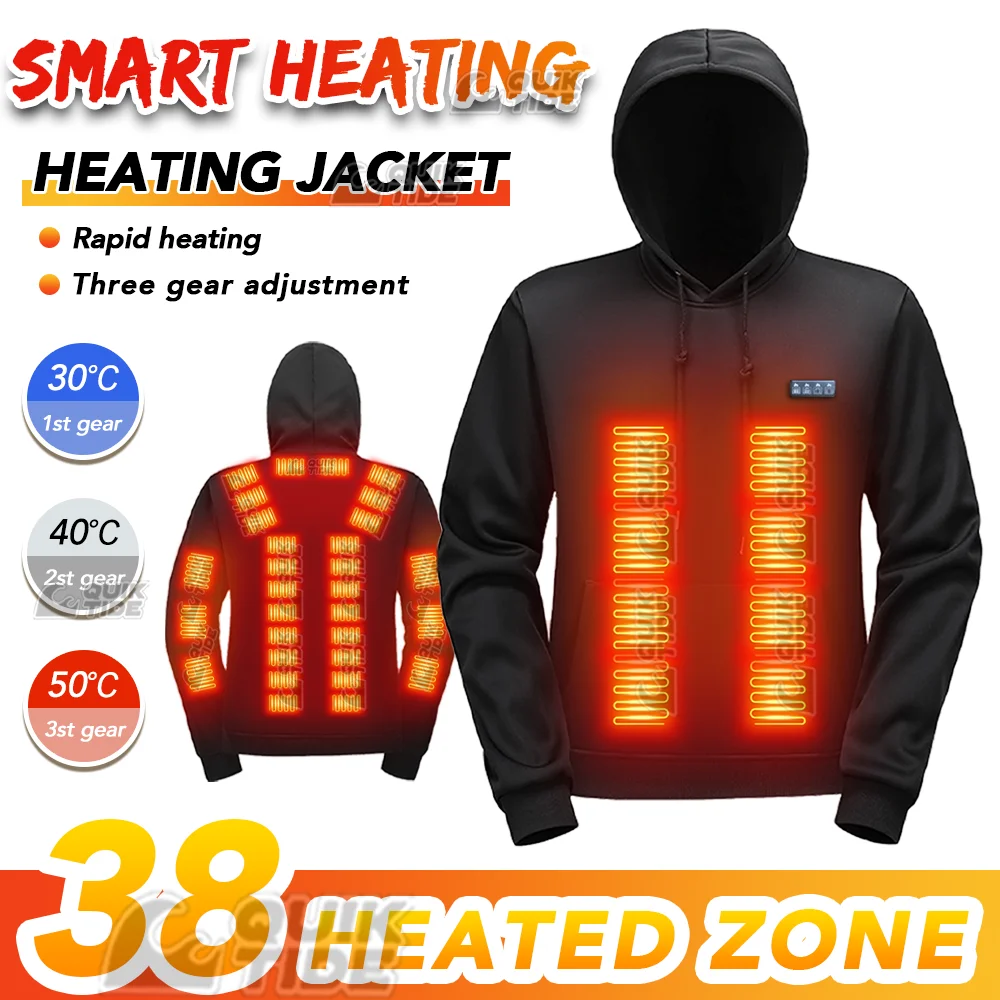 Outdoor Camping Zone - Intelligent Heating Hoodie, 38-Heating Zones, 4-Switches,
